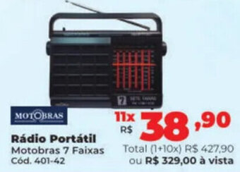 Rádio Portátil Motobras 7 Faixas
