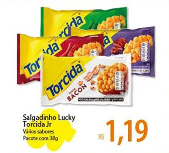 Atacadão Salgadinho Lucky Torcida Jr Vários sabores Pacote com 38g oferta