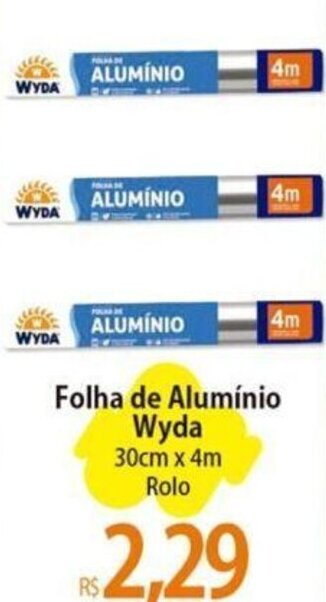 Folha de Alumínio Wyda 30cm x 4m Rolo