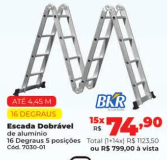 BKR Escada Dobrável de alumínio 16 Degraus 5 posições Cód. 7030-01