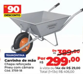 Lojas Becker TRAMONTINA Carrinho de mão Chapa reforçada Pneu com câmara oferta