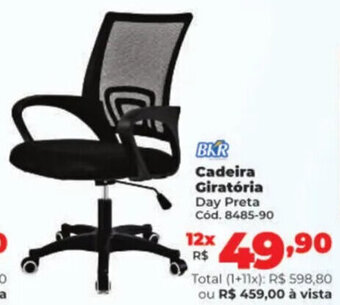 Lojas Becker BKR Cadeira Giratória Day Preta Cód. 8485-90 oferta