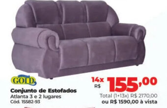Lojas Becker Conjunto de Estofados Atlanta 3 e 2 lugares Cód. 15582-93 oferta