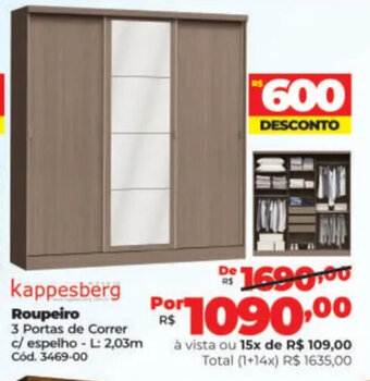 Lojas Becker Kappesberg Roupeiro 3 Portas oferta