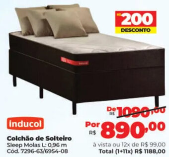 Lojas Becker Inducol Colchão de Solteiro Sleep Molas L: 0,96 m oferta