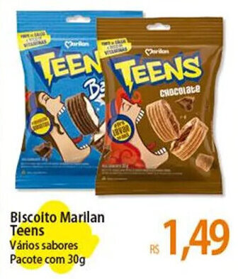 Atacadão Biscoito Marilan Teens Vários sabores Pacote com 30g oferta