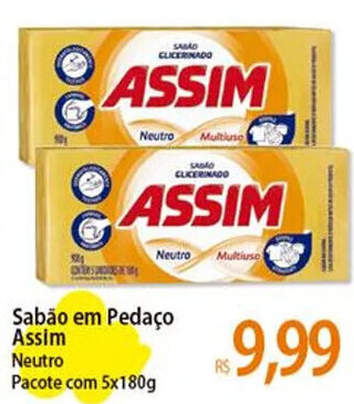 Atacadão Sabão em Pedaço Assim Neutro Pacote com 5x180g oferta