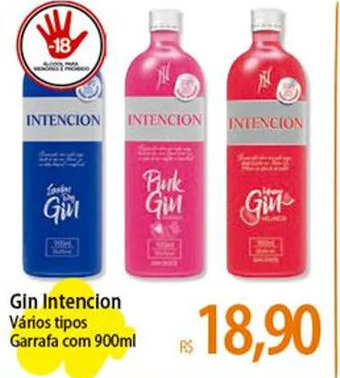 Atacadão Gin Intencion Vários tipos Garrafa com 900ml oferta