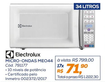 Lojas Colombo Electrolux MICRO-ONDAS MEO44 Cód. 791177 oferta