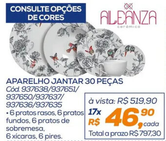 Lojas Colombo AILEANZA Aparelho Jantar 30 peças oferta