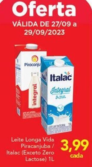 Leite Longa Vida Piracanjuba / Italac 1L