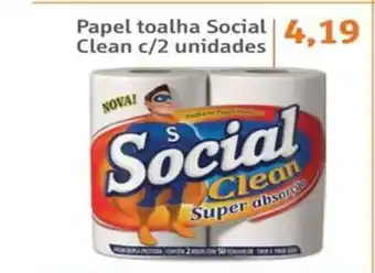 Sonda Papel Toalha Social Clean c/ 2 unidades oferta