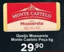 Rossi Supermercado Queijo Mussarela Monte Castelo Peça kg oferta