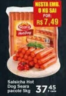 Rossi Supermercado Salsicha Hot Dog Seara pacote 5kg oferta