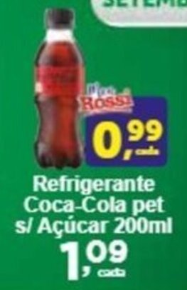 Rossi Supermercado Refrigerante Coca-Cola pet s/ Açúcar 200ml oferta