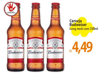 Atacadão Cerveja Budweiser Long neck com 330ml oferta