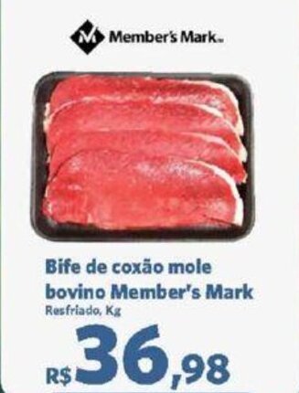 Sam's Club Bife de coxão mole bovino Member's Mark Resfriado, Kg oferta