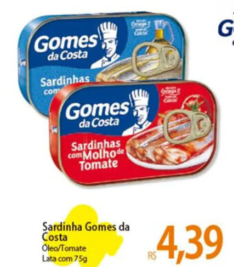 Atacadão Sardinha Gomes da Costa Óleo/Tomate Lata com 75g oferta
