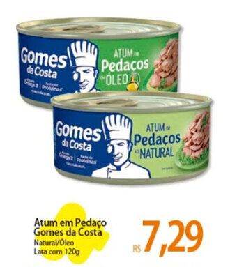 Atacadão Atum em Pedaço Gomes da Costa Natural/Oleo Lata com 120g oferta