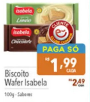 Supermercados Condor Biscoito Wafer Isabela 100G sabores oferta