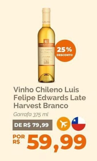 Oba Hortifruti Vinho Chileno Luis Felipe Edwards Late Harvest Branco Garrafa 375 ml oferta