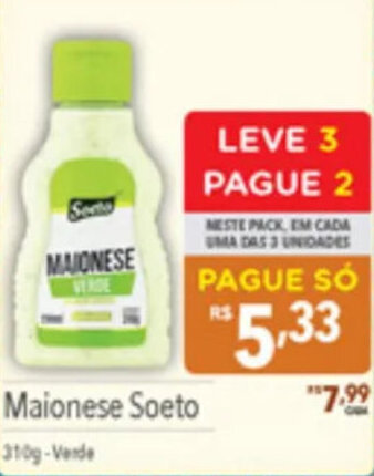 Maionese Soeto 310g-Verde