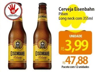 Atacadão Cerveja Eisenbahn Pilsen Long neck com 355ml oferta
