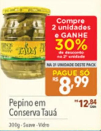 Pepino em Conserva Tauá 300g-Suave-Vidro