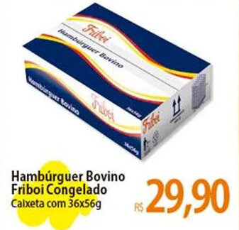 Atacadão Hambúrguer Bovino Friboi Congelado Caixeta com 36x56g oferta