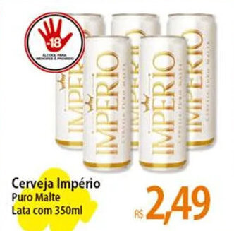 Atacadão Cerveja Império Puro Malte Lata com 350ml oferta