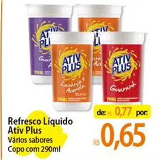 Atacadão Refresco Líquido Ativ Plus Várlos sabores Copo com 290ml oferta