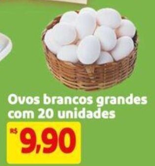 Extra Supermercado Ovos brancos grandes com 20 unidades oferta