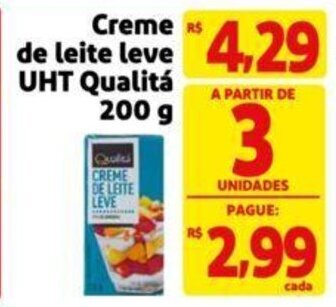 Extra Supermercado Creme de leite leve UHT Qualitá 200 g oferta