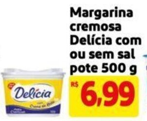 Margarina cremosa Delícia com ou sem sal pote 500 g