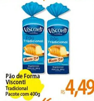 Atacadão Pão de Forma Visconti Tradicional Pacote com 400g oferta