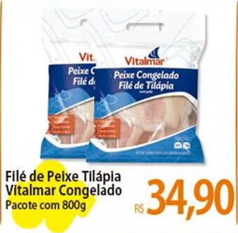 Atacadão Filé de Peixe Tilápia Vitalmar Congelado Pacote com 800g oferta