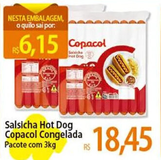 Atacadão Salsicha Hot Dog Copacol Congelada Pacote com 3kg oferta