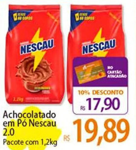Atacadão Achocolatado em Pó Nescau 2.0 Pacote com 1,2kg oferta