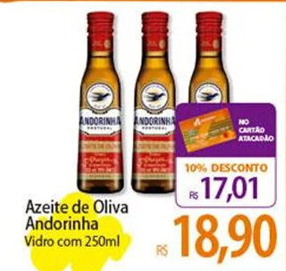 Atacadão Azeite de Oliva Andorinha Vidro com 250ml oferta
