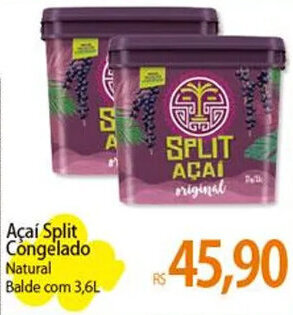 Atacadão Açaí Split Congelado Natural Balde com 3,6L oferta
