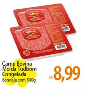 Atacadão Carne Bovina Moida Tudbom Congelada Bandeja com 500g oferta