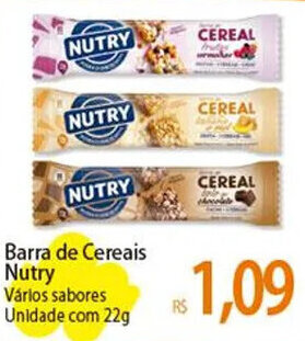 Atacadão Barra de Cereais Nutry Vários sabores Unidade com 22g oferta