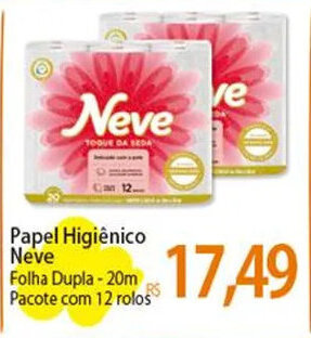 Atacadão Papel Higiênico Neve Folha Dupla - 20m Pacote com 12 rolos oferta