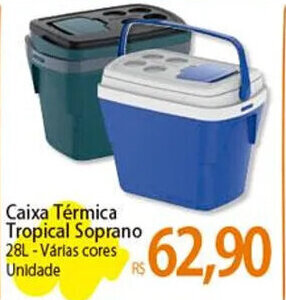 Atacadão Caixa Térmica Tropical Soprano 28L-Várias cores Unidade oferta