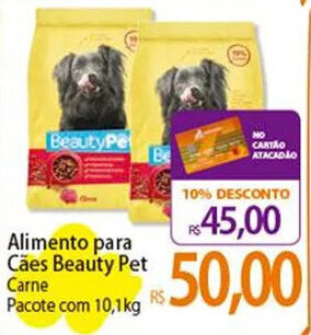 Atacadão Alimento para Cães Beauty Pet Carne Pacote com 10,1kg oferta
