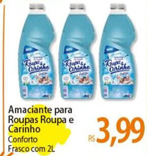 Atacadão Amaciante para Roupas Roupa e Carinho Conforto Frasco com 2L oferta