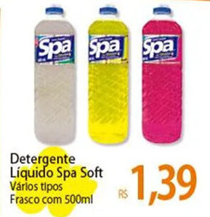 Atacadão Detergente Líquido Spa Soft Vários tipos Frasco com 500ml oferta