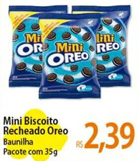 Atacadão Mini Biscoito Recheado Oreo Baunilha Pacote com 35g oferta