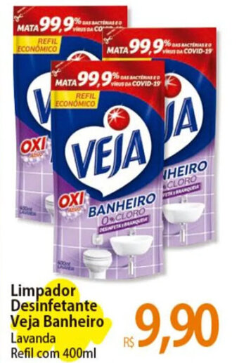 Atacadão Limpador Desinfetante Veja Banheiro Lavanda Refil com 400ml oferta