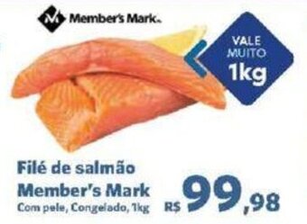 Sam's Club Filé de salmão Member's Mark Com pele, Congelado, 1kg oferta